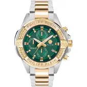 Philipp Plein Watches Analoog horloge 'The $kull' goud / donkergroen / zilver