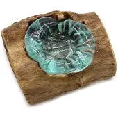 Ancient Wisdom Gesmolten glas op hout - kaarsenhouder op hout