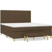 vidaXL Boxspring met matras stof donkerbruin 160x200 cm