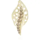 Cavill - Gouden hanger 9K geelgoud - 0,124 ct I2 champagne diamant - Filigrain bladdesign - Elegante ronde briljant - Luxe sieraad