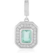 Cavill - Zilveren Hanger - 925 Sterling Zilver Geplatineerd - Paraiba Smaragd 0.888 ct - Achthoekig Mintgroen Elegant Sieraad