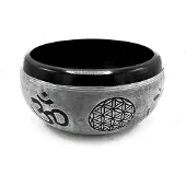 Ancient Wisdom Aardepoeder klankschaal - Om Five Buddha - 16 cm