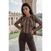 MI PIACE - Travel Jacket Boho Print Espresso 202662 - Maat : L