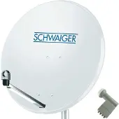 Schwaiger SAT-systeem 80 cm 4 deelnemers Quad LNB (met schakelaar) Lichtgrijs (Parabolische antenne, DVB-S / -S2), SAT Spiegels + SAT Antennes, Grijs
