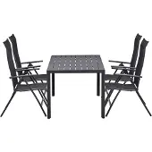 Garden Impressions Santos tuinset 5-delig - Kasper tuintafel 160x84 cm donker grijs