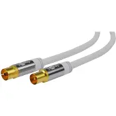 Pro IEC (m) - IEC (v/m) coaxkabel | recht | verguld | wit | 5 meter