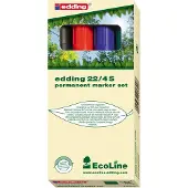 Edding ecoline E-22 Permanentmarker Beitelpunt - 5 mm Kleurenassortiment Navulbaar 4 Stuks