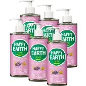 Happy Earth Bundel Handzeep Lavender Ylang - 100% Natuurlijke Ingrediënten – Antibacterieel – Plantaardige Formule - 0% SLS/SLES of parabenen – Heerlijke Geur – 6 x 300 ml – Voordeelverpakking