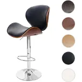 Mendler Barkruk Foxrock, barkruk, hout, beukenhout, retro-design walnootlook, kunstleer, zwart