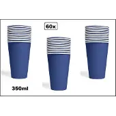 Wefiesta 60x Mega beker blauw karton 350ml - Drinken drank limonade