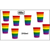Wefiesta 48x Beker Regenboog 210ml karton - Rainbow sport drinken pride
