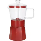 La Cafetière LA CAFETIERE, Verona glazen koffiemachine, rood, voor 6 kopjes, verpakt in een cadeauverpakking