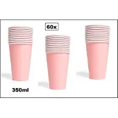 Wefiesta 60x Mega beker roze karton 350ml - Drinken drank limonade