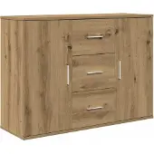vidaXL Dressoir 90x29,5x65 cm bewerkt hout artisanaal eikenkleur