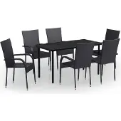 vidaXL 7-delige Tuinset zwart