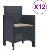 vidaXL Tuin Eettafel Set 13 st Antraciet Polt riet