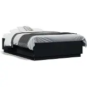 vidaXL Bedframe bewerkt hout zwart 135x190 cm