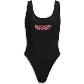 Superdry Elastisch Badpak met Laag Uitgesneden rug Zwart Grootte: 38