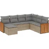 vidaXL 8-delige Loungeset met kussens poly rattan beige