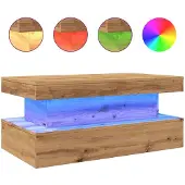 vidaXL Salontafel met LED-verlichting 90x50x40cm artisanaal eikenkleur