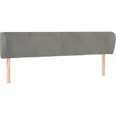 vidaXL Hoofdbord met randen 203x23x78/88 cm fluweel lichtgrijs