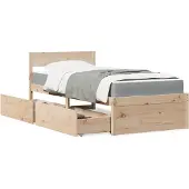 vidaXL Bed met lades en matras massief grenenhout 90x190 cm