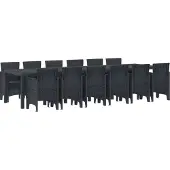 vidaXL Tuin Eettafel Set 13 pcs Antraciet Polt riet
