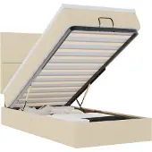 vidaXL Bed poef met matras en LED's 90x200 cm stof crèmekleurig