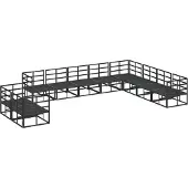vidaXL Tuinset met 10 zitplaatsen, zwart, aluminium