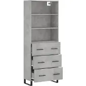 vidaXL Hoge kast 69,5x34x180 cm bewerkt hout betongrijs