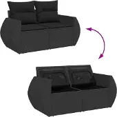 vidaXL Tuinbank Set 8 st 7-Aantal zitplaatsen Zwart poly rattan