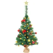 vidaXL Kunstkerstboom met verlichting en kerstballen 64 cm groen