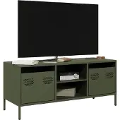 vidaXL Tv-meubel 101,5x39x43,5 cm koudgewalst staal olijfgroen