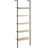 vidaXL Ladderrek met 5 schappen 64x35x185 cm lichtbruin en zwart