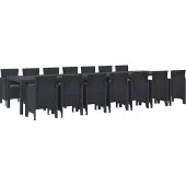 vidaXL Tuin eettafelset met kussens 15 st Antraciet PP