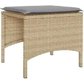 vidaXL Tuinset met 2 zitplaatsen, tafel en voetenbankjes, beige, polyrotan