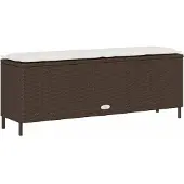 vidaXL Tuinbank met kussen 110x30x40,5 cm poly rattan bruin