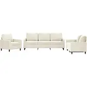 vidaXL 3-delige Loungeset met kussens fluweel crèmekleurig