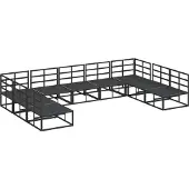 vidaXL Tuinbank Set 9 st Zwart Aluminium