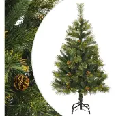 vidaXL Kunstkerstboom met scharnieren en dennenappels 120 cm