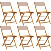 vidaXL Tuinstoelen 6 st inklapbaar stof en massief hout taupe