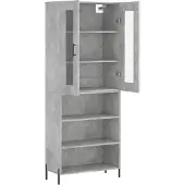 vidaXL Hoge kast 69,5x34x180 cm bewerkt hout betongrijs