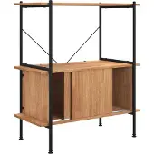 vidaXL Opbergrek 4-laags met kast 80x40x130 cm staal en bewerkt hout