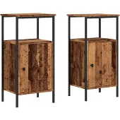 vidaXL Nachtkastjes 2 st 41x31x80 cm bewerkt hout oud houtkleurig