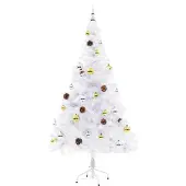 vidaXL - Kunstkerstboom - met - verlichting - en - kerstballen - 150 - cm - wit