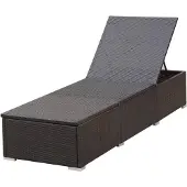 vidaXL Ligbed met kussen poly rattan bruin