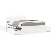 vidaXL Bed met lades en matras massief grenenhout wit 120x190 cm