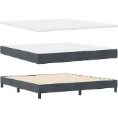 vidaXL LED Box Spring Bed Donkergrijs 180 x 200 cm Fluweel