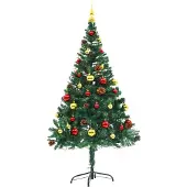 vidaXL Kunstkerstboom met verlichting en kerstballen 150 cm groen
