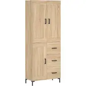 vidaXL Hoge kast 69,5x34x180 cm bewerkt hout sonoma eikenkleurig